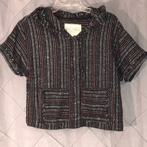 💋 Racheal Roy stripe hooded short sleeve   Jacket